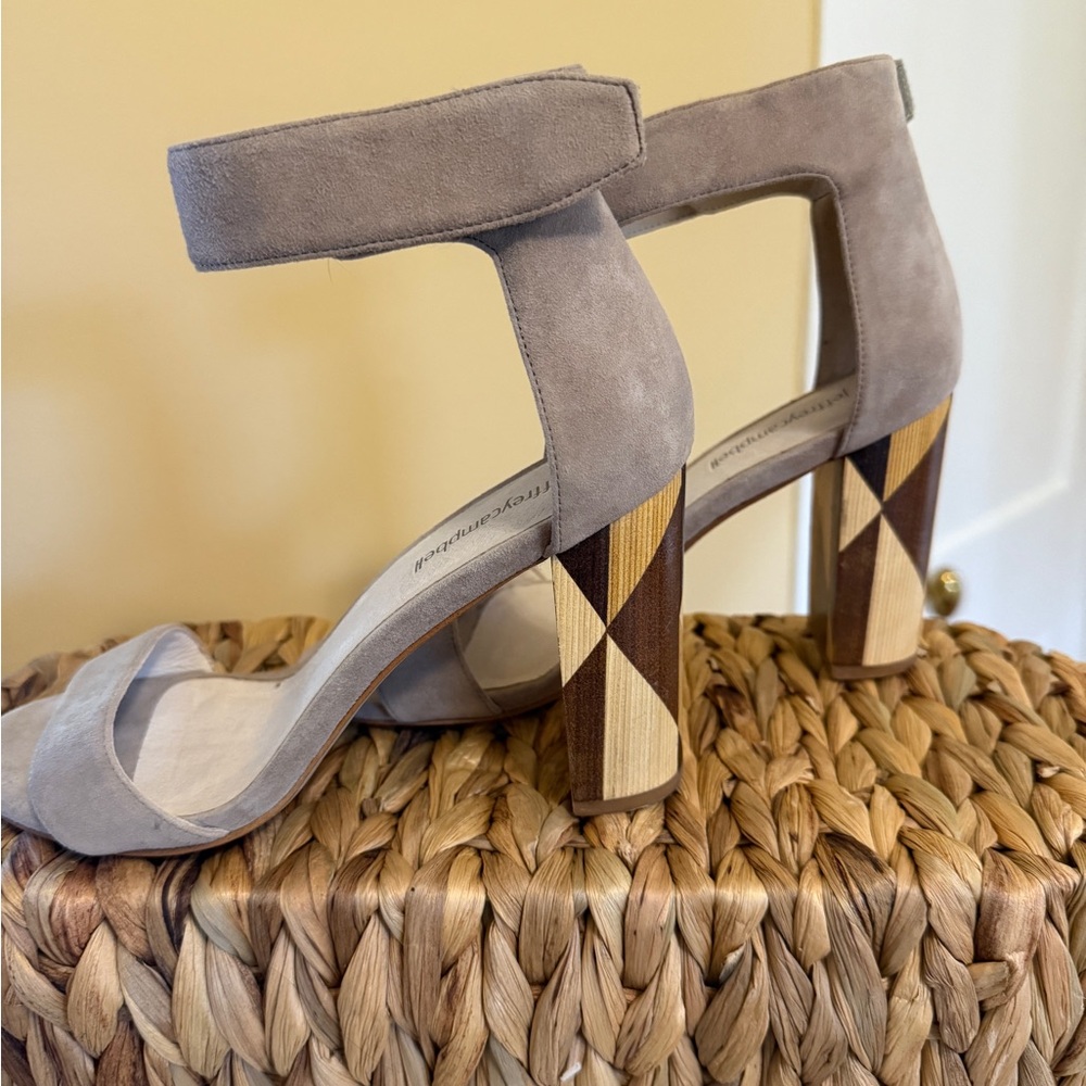 Jeffrey Campbell Taupe Suede Geometric Heels